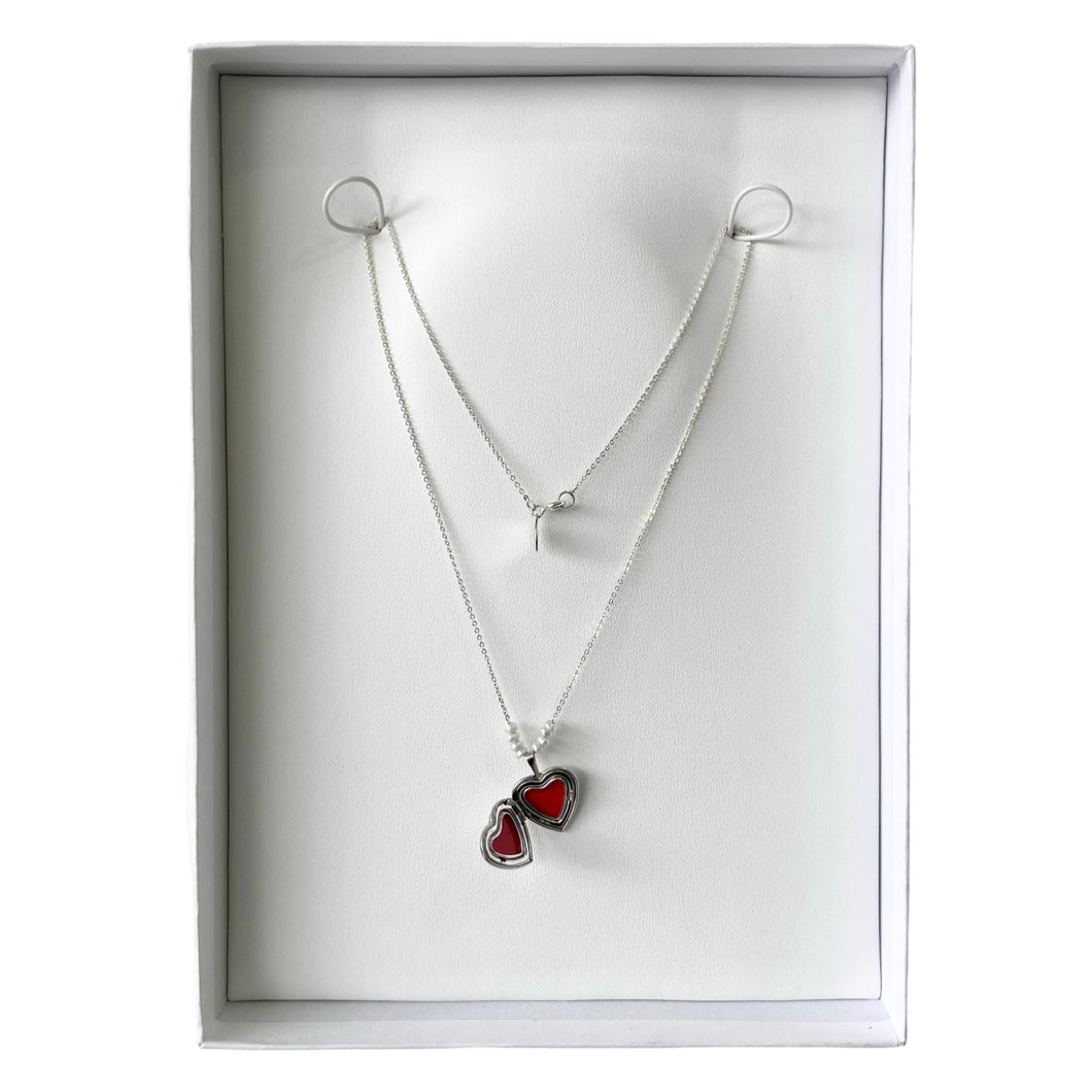 Mi Collar Dije Relicario Corazón Perlado