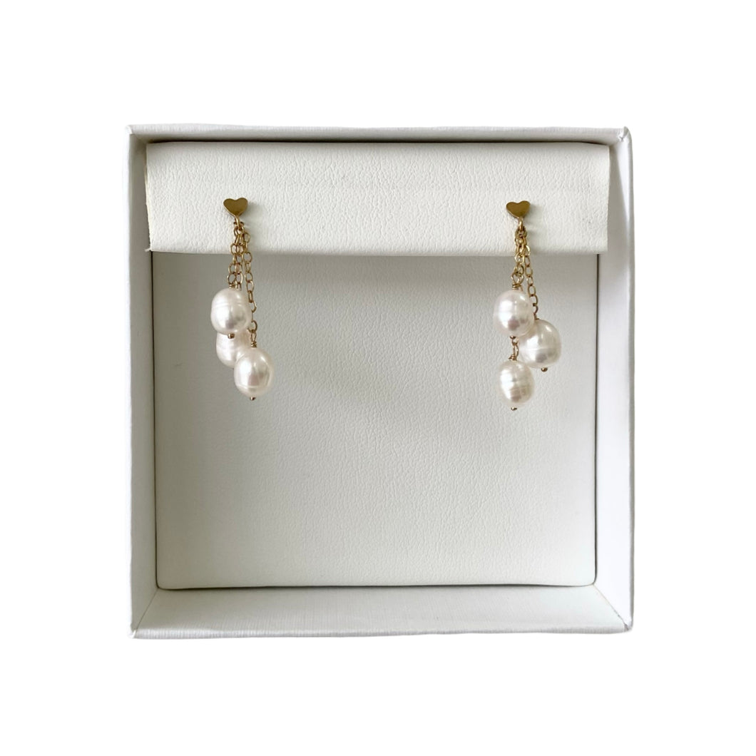 Mi Arete Triple Perlado Corazon GF