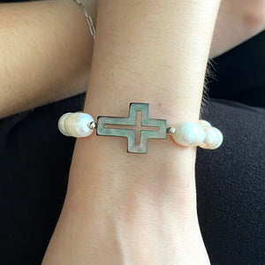 Mi Pulsera Perlada Cruz Madre Perla